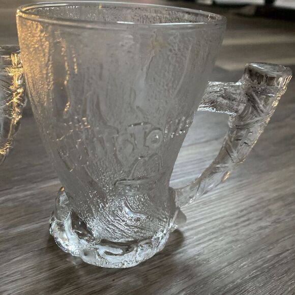 McDonald's Flintstones Mugs 1993 Frosted Glass Cups Set Of 4 Not Complete - Picture 10 of 12